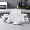 MALACASA 30-Piece Dinner Set Ivory White Porcelain Dinnerware Set With 6-Piece Cups 6-Piece Saucers 6-Piece Dessert Plates 6-Piece Soup Plates And 6-Piece Dinner Plates, Service For 6